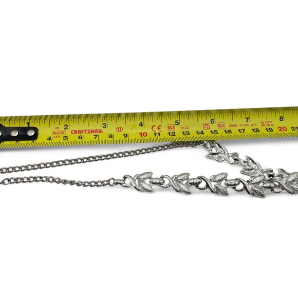 Vintage CORO Silver Tone Link Necklace Shiny Matte Collectible Designer Jewelry - Picture 9 of 9